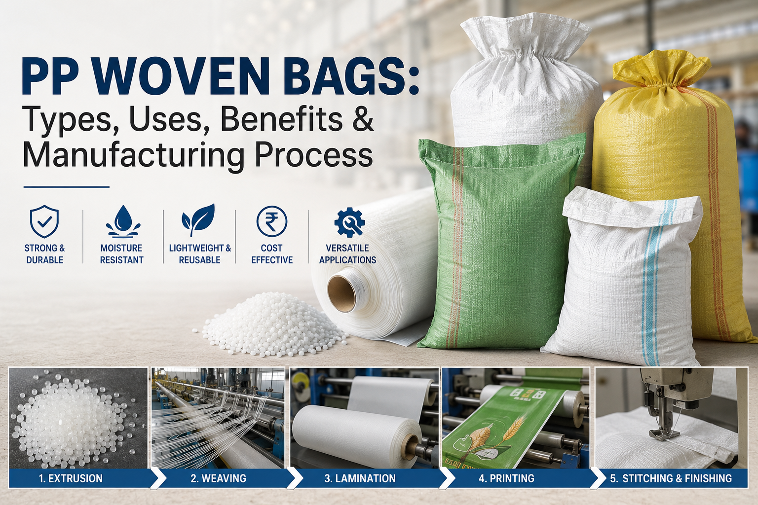 PP Woven Bags: Types, Uses, Benefits & Manufacturing Process